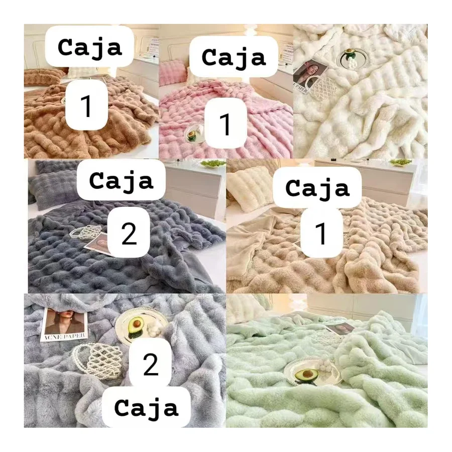 Frazada de peluche tipo burbuja — colores surtidos